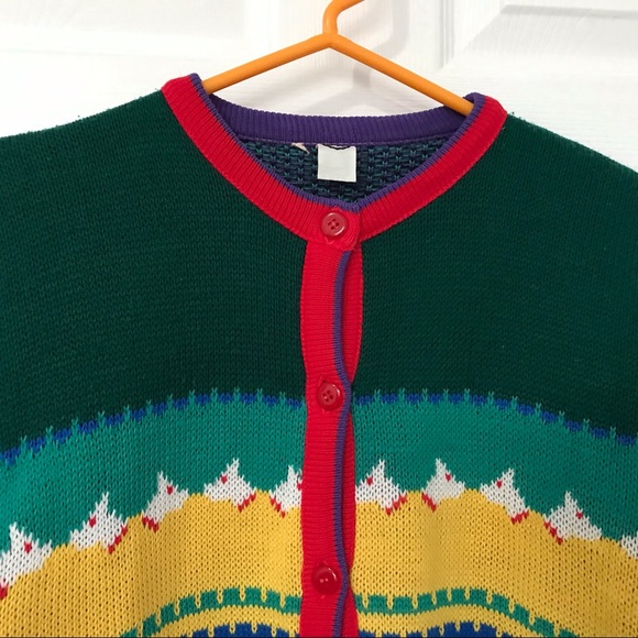 C&A Vintage Christmas Wool Cardigan Size S Paris 1980’s Unique! - Picture 9 of 12